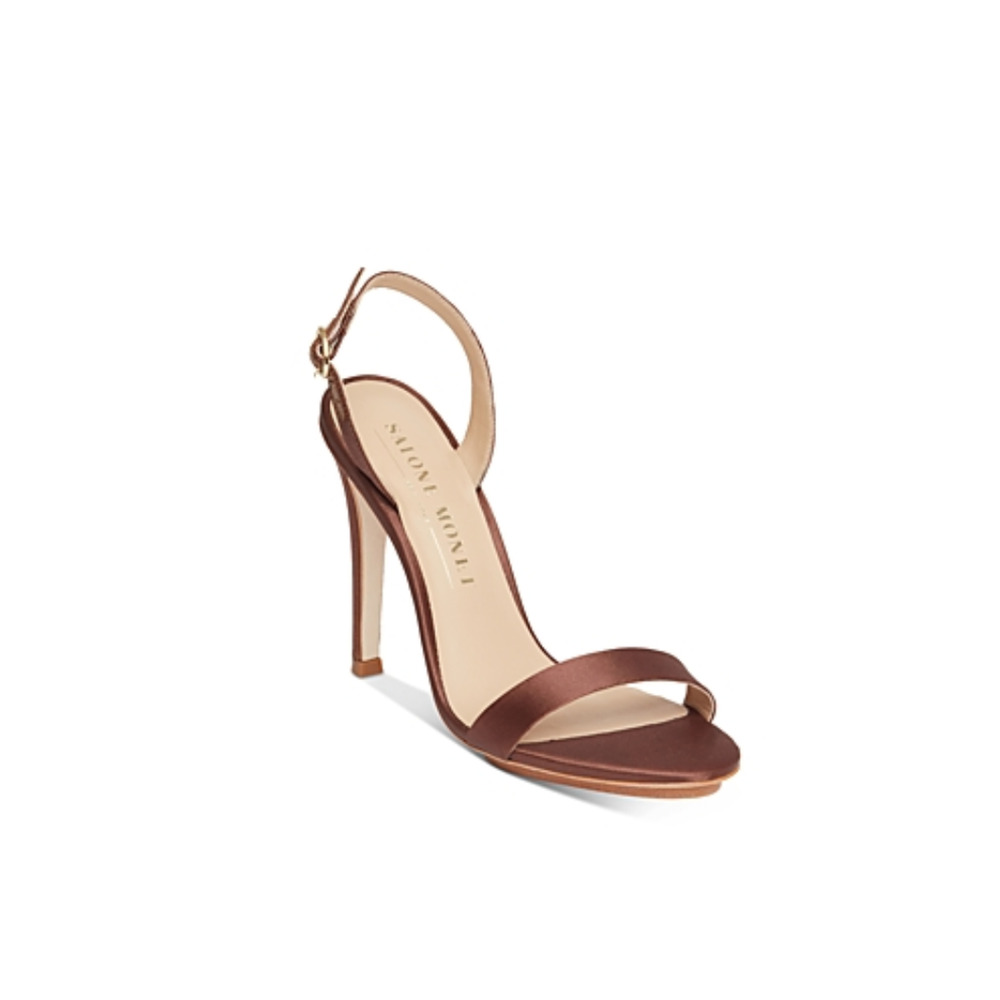 Salone Monet Women Sable Satin Slingback Heels Bank Size 6.5